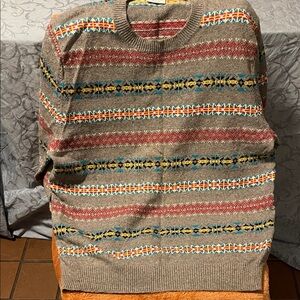 Le Tigre Gray Knit Sweater with Multicolor Stripe Detail